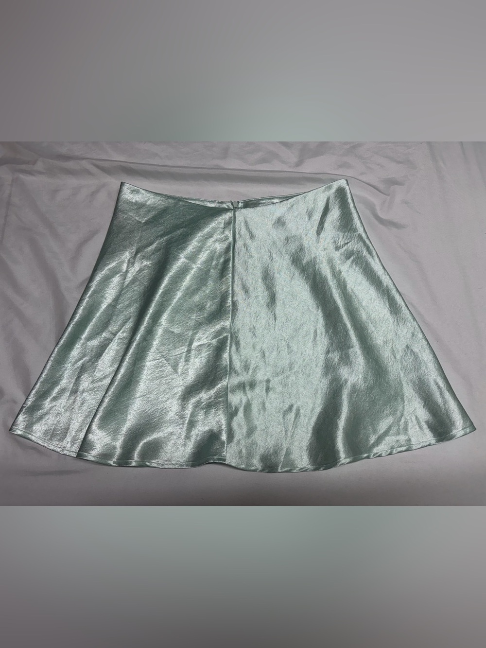 Double Zero A-Line Satin Mini Skirt in Mint Green